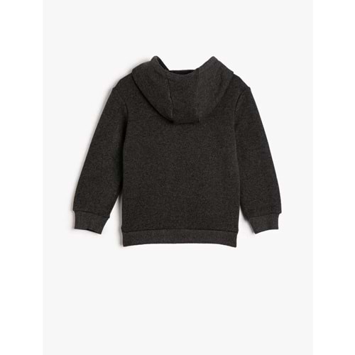 Erkek Çocuk Kapşonlu Sweatshirt Uzun Kollu Şardonlu Basketbol Temalı Baskılı - KOTON - 4WKB10098TK - ANTRASİT - 5-6 YAŞ