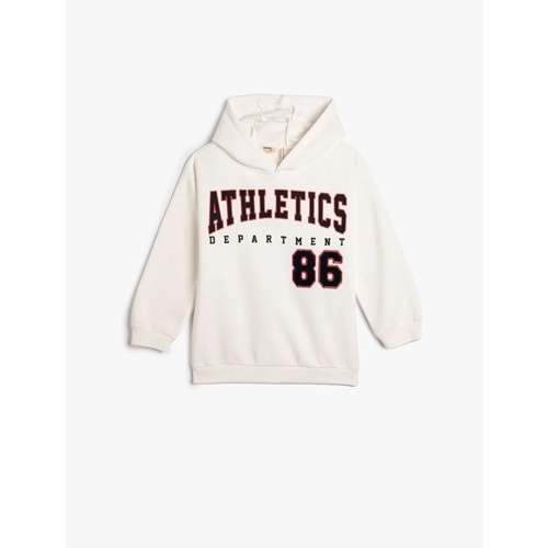 Erkek Çocuk Oversize Kapşonlu Sweatshirt Baskılı Aplike Detaylı Şardonlu