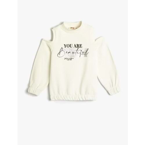 Kız Çocuk Giyim Sweatshirt - KOTON - 4WKG10060AK - EKRU - 5-6 YAŞ