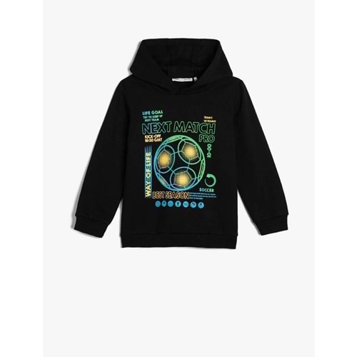 Erkek Çocuk Kapşonlu Sweatshirt Şardonlu Futbol Baskılı 4WKB10090TK