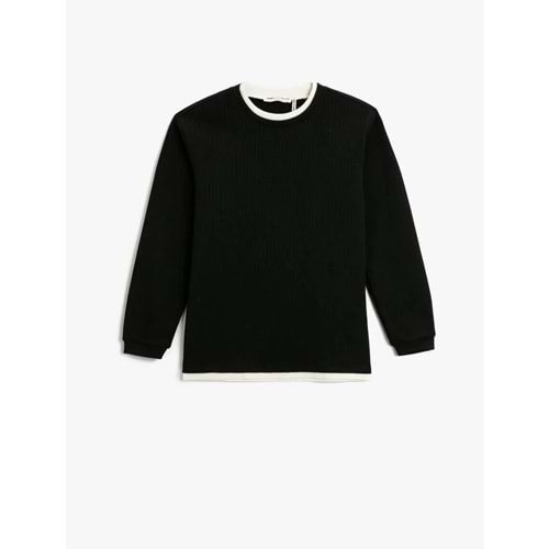 Erkek Çocuk Basic Sweatshirt Bisiklet Yaka Uzun Kollu Yumuşak Dokulu Fitilli