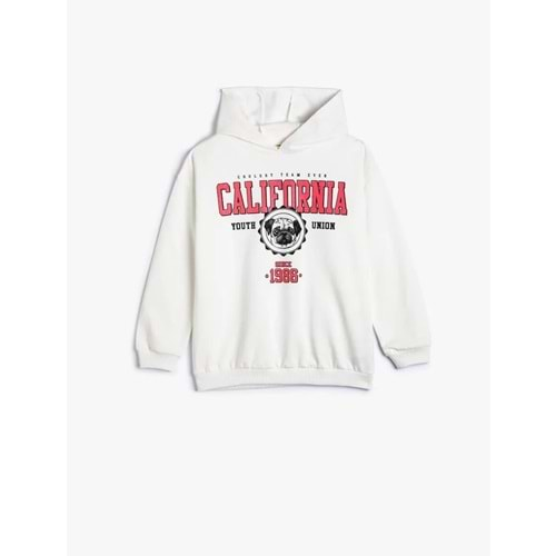 Kız Çocuk Kapşonlu Sweatshirt Şardonlu California Baskılı