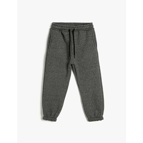 Erkek Çocuk Basic Jogger Eşofman Altı Beli Bağlamalı Cepli Şardonlu - KOTON - 4WKB40036TK - GRİ - 5-6 YAŞ