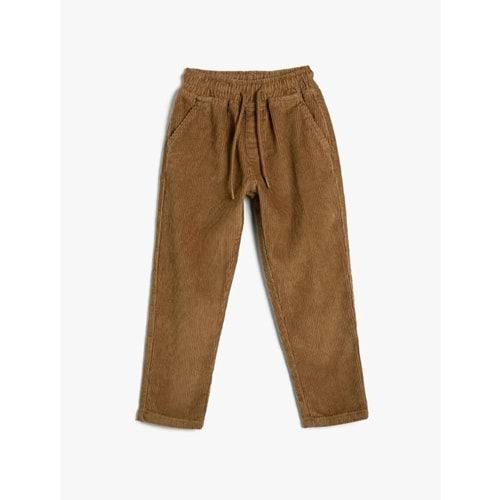 Erkek Çocuk Basic Pamuklu Pantolon Beli Bağlamalı Cep Detaylı - KOTON - 4WKB40015TW - DEVE TÜYÜ - 5-6 YAŞ