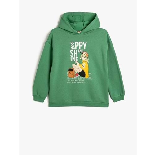 Kız Çocuk Kapşonlu Sweatshirt Anime Baskılı 4WKG10322AK