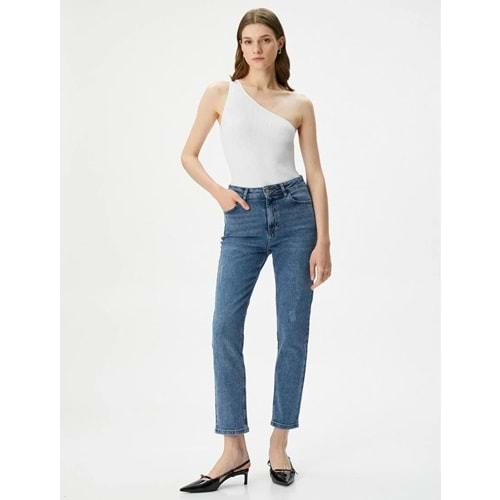 Slim Fit Kot Pantolon Standart Bel Düz Paça Esnek Pamuklu Cepli - Eve Slim Jean 4SAL40013MD