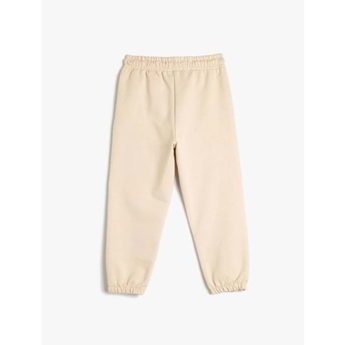 Kız Çocuk Basic Jogger Eşofman Altı Beli Bağlamalı 4SKG40030AK - KOTON - 4SKG40030AK - BEJ - 7-8 YAŞ
