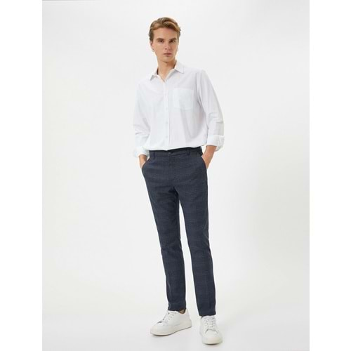 Kumaş Pantolon Desenli Slim Fit Düğmeli Cep Detaylı - 4SAM40017HW