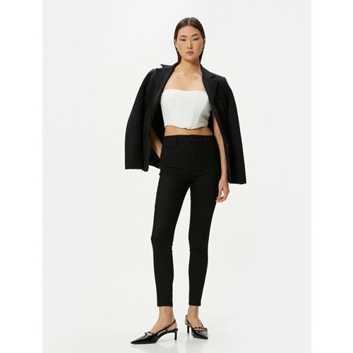 Skinny Fit Kot Pantolon Esnek Yüksek Bel Dar Paça Dar Kesim Cepli - Carmen Jean 4SAL40101MD