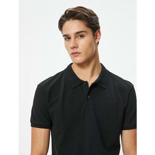 Polo Yaka Tişört Slim Fit Düğmeli Kısa Kollu - 4SAM10098MK