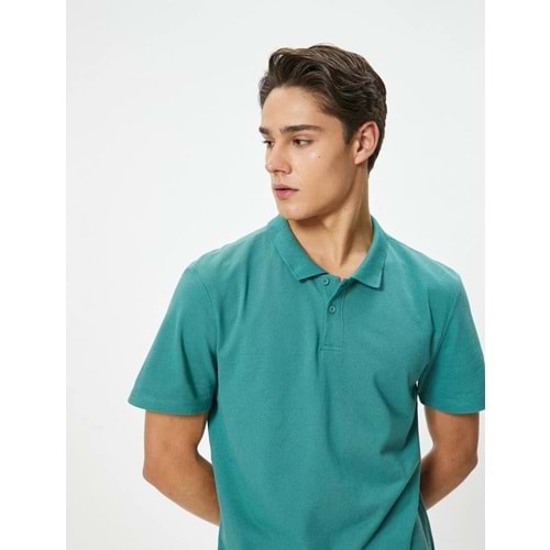 Polo Yaka Tişört Slim Fit Düğmeli Kısa Kollu 4SAM10113MK
