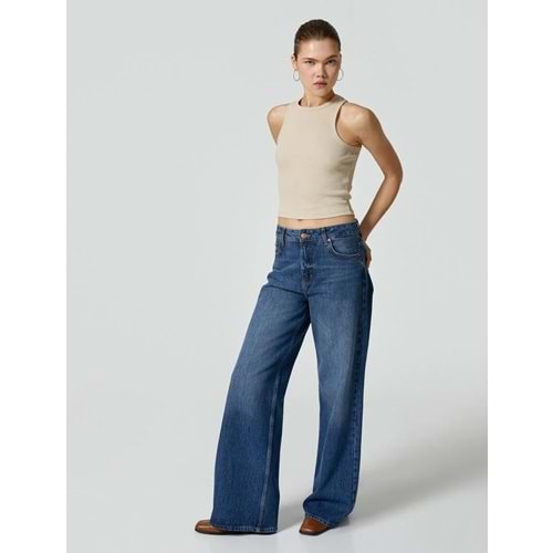 Basic Halter Yaka Atlet Ribanalı Pamuklu - KOTON - 4SAL30065IK - KAHVERENGİ - S