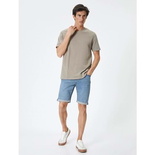 Kot Şort Slim Fit Düğmeli Cepli Katlı Paça 4SAM40312ND