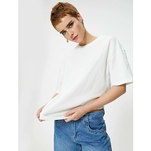 Basic Oversize Tişört Kısa Kollu Bisiklet Yaka Pamuklu 4sal10232ık