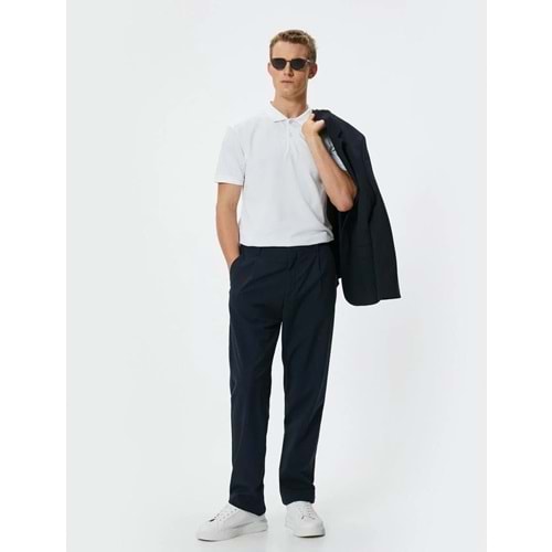 Polo Yaka Tişört Slim Fit Düğmeli Kısa Kollu - 4SAM10098MK