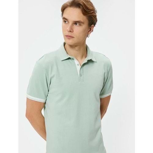 Polo Yaka Tişört Slim Fit Düğmeli Kısa Kollu 4SAM10088MK