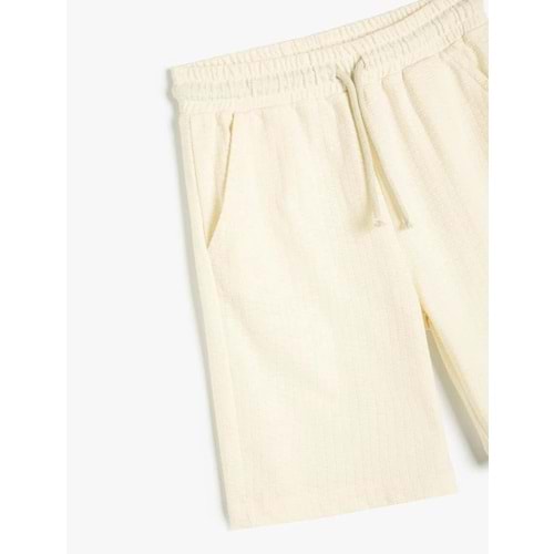 Erkek Çocuk Basic Şort Beli Bağlamalı Pamuk Karışımlı - KOTON - 4SKB40249TK - EKRU - 6-7 YAŞ