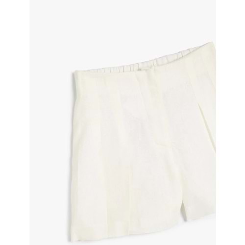 Kız Çocuk Keten Şort Pileli Diz Üstü Beli Lastikli 4SKG40058AW