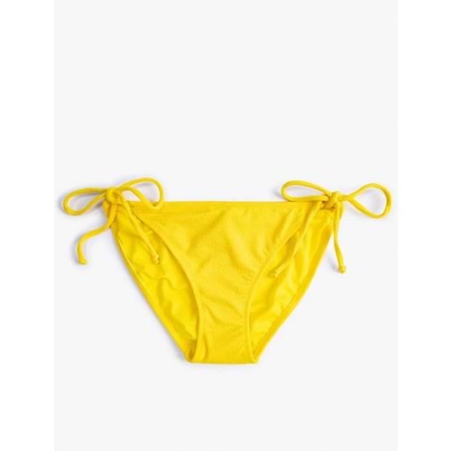 Basic Bikini Altı Yanları Bağlama Detaylı Dokulu Normal Bel - KOTON - 3SAK00014BM - SARI - 42