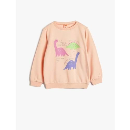 Kız Bebek Dinozorlu Sweatshirt Bisiklet Yaka 5WMG10101AK