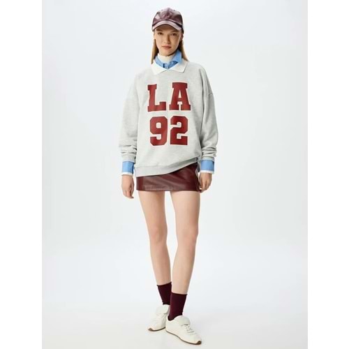 Polo Yaka Kolej Baskılı Uzun Kollu Sweatshirt 5WAL10538IK