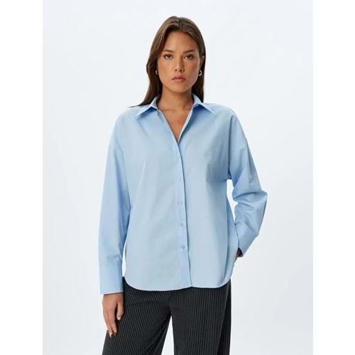 Kadın Giyim Regular Fit Gömlek Klasik Yaka Uzun Kollu Pamuklu 5WAK60192UW