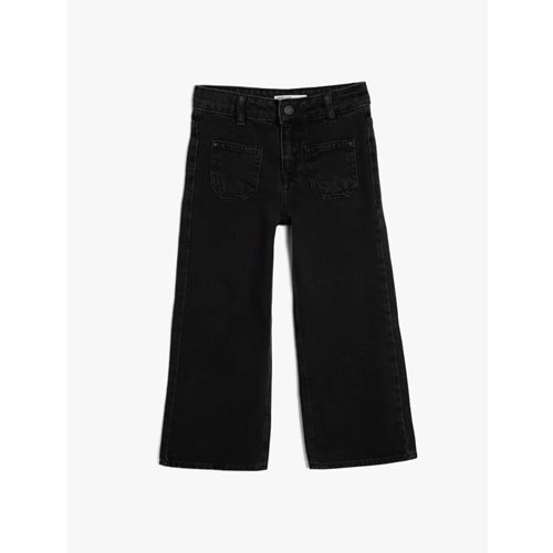 Kız Çocuk Kot Pantolon Geniş Paça 5SKG40019AD - KOTON - SİYAH - 5-6 YAŞ