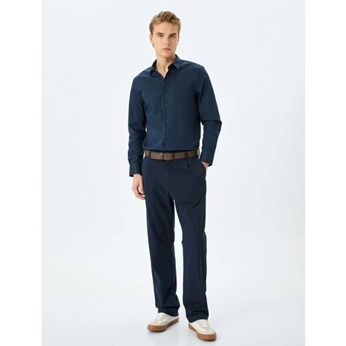 Yarım İtalyan Yaka Uzun Kollu Slim Fit Gömlek 5SAM60055HW