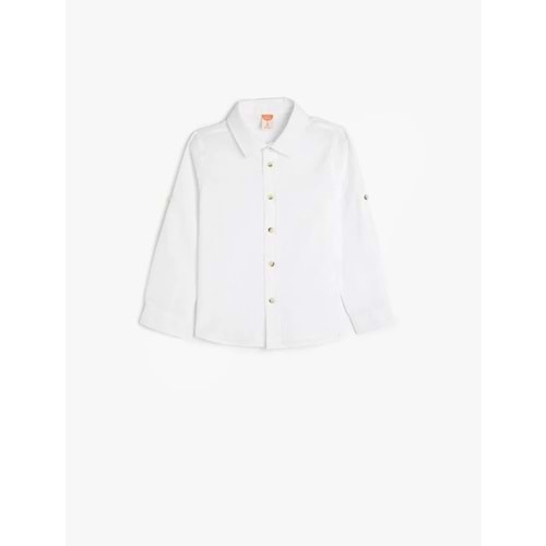 Erkek Bebek Basic Gömlek Uzun Kollu Düğmeli Pamuklu 5SMB60042TW