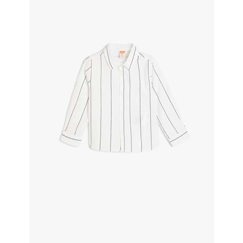 Erkek Bebek Pamuklu Düğme Detaylı Çizgili Gömlek 5SMB60035TW