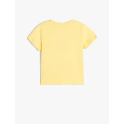 Kız Çocuk Pullu Payetli Kelebekli Kısa Kollu Pamuklu Tişört 5SKG10059AK