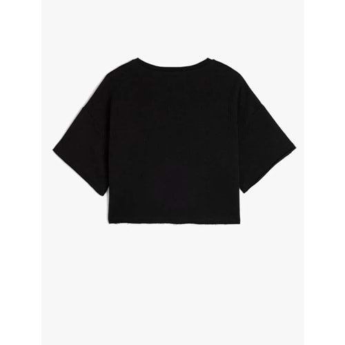 Kız Çocuk Kelebek Baskılı Kısa Kollu Pamuklu Crop Tişört 5SKG10067AK