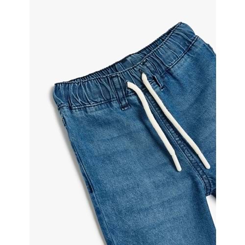 Erkek Bebek Beli Bağcıklı Pamuklu Denim Pantolon 5SMB40002TD