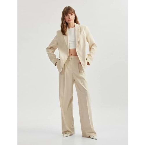 Geniş Paça Kumaş Pantolon 5SAK40219UW - KOTON - BEJ - 40