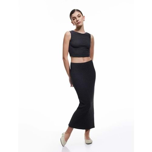 Dokulu Midi Boy Kalem Etek 5SAK10084EK - KOTON - ANTRASİT - S