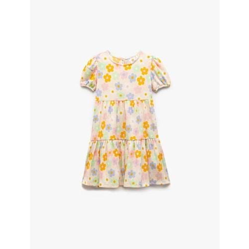 Kız Bebek Bisiklet Yaka Balon Kollu Katlı Çiçekli Elbise 5SMG80003AK