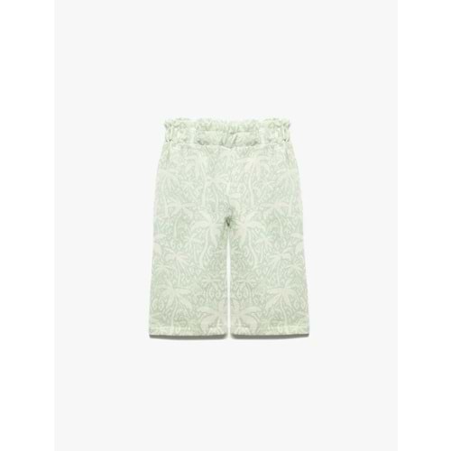 Kız Bebek Pamuklu Beli Lastikli Desenli Bol Paça Pantolon 5SMG40022AW - KOTON - YEŞİL - 12-18 AY