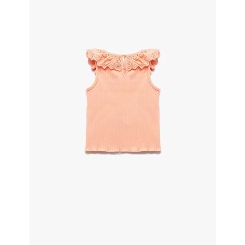 Kız Bebek Pamuklu Brodeli Fırfırlı Bisiklet Yaka Kolsuz Atlet 5SMG30001AK