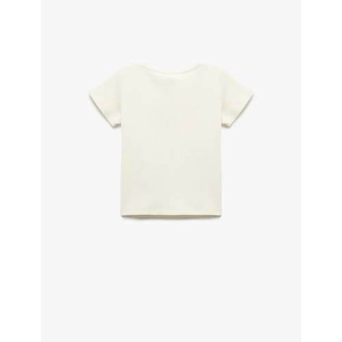 Kız Bebek Bisiklet Yaka Kısa Kollu Pamuklu Kurdele Nakışlı Tişört 5SMG10103AK