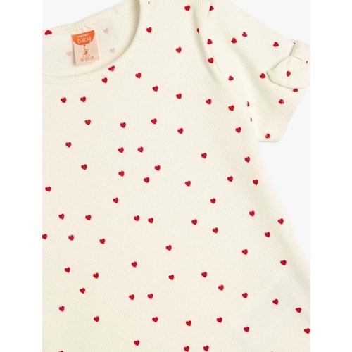 Kız Bebek Pamuklu Bisiklet Yaka Kısa Kollu Fiyonk Detaylı Tişört 5SMG10071AK