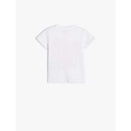 Kız Bebek Kelebek Baskılı Bisiklet Yaka Kısa Kollu Pamuklu Tişört 5SMG10026AK