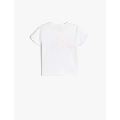 Kız Bebek Flamingo Baskılı Bisiklet Yaka Pamuklu Kısa Kollu Tişört 5SMG10020AK