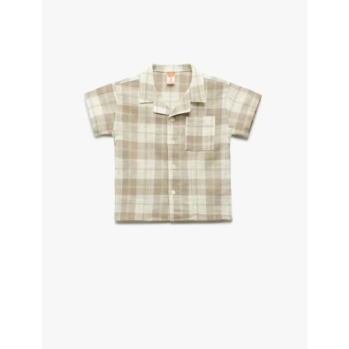 Erkek Bebek Pamuklu Cep Detaylı Ekoseli Kısa Kollu Gömlek 5SMB60062TW