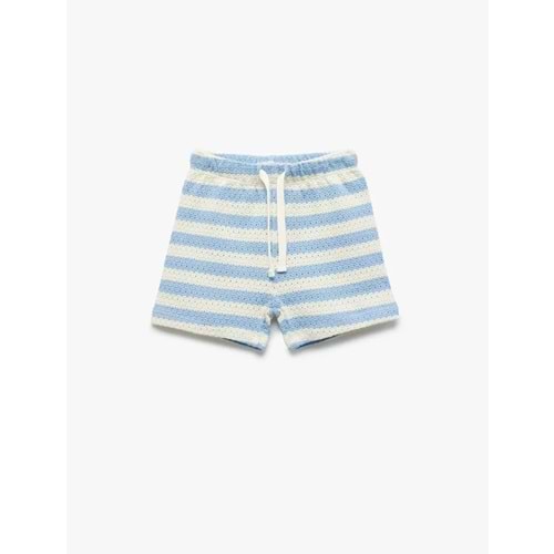 Erkek Bebek Beli Lastikli Pamuklu Çizgili Triko Şort 5SMB40124TK