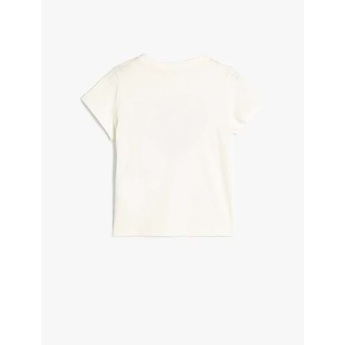 Kız Çocuk Tişört Pullu Payetli Kalpli Bisiklet Yaka Pamuklu 5SKG10076AK