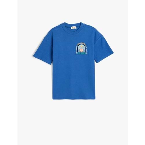 Erkek Çocuk Bisiklet Yaka Kısa Kollu Nakış Detaylı Pamuklu Tişört 5SKB10214TK