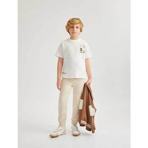 Erkek Çocuk Pamuklu Nakış Detaylı Bisiklet Yaka Kısa Kollu Tişört 5SKB10225TK