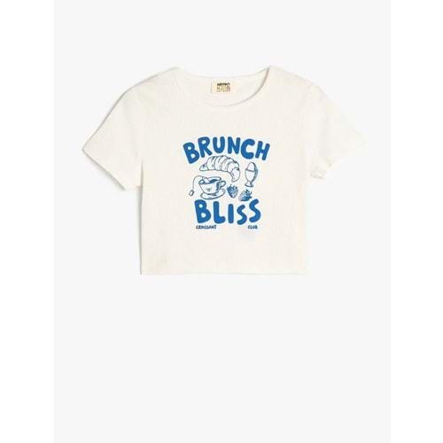 Kız Çocuk Baskı Detaylı Bisiklet Yaka Kısa Kollu Pamuklu Tişört 5SKG10239AK