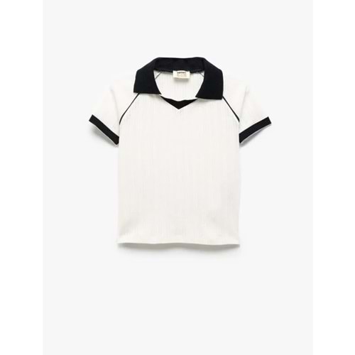 Kız Çocuk Pamuklu Kısa Kollu Biyeli Polo Yaka Tişört 5SKG10337AK