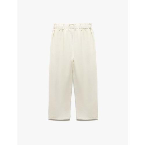 Kız Çocuk Beli Lastikli Keten ve Viskon Karışımlı Basic Pantolon 5SKG40018AW
